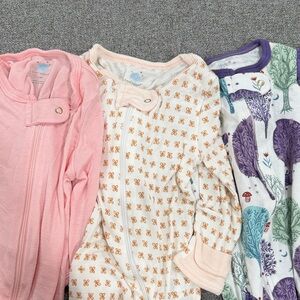 cloud island Baby Sleep Sacks in Pink, Cream & Purple Tree Print bundle